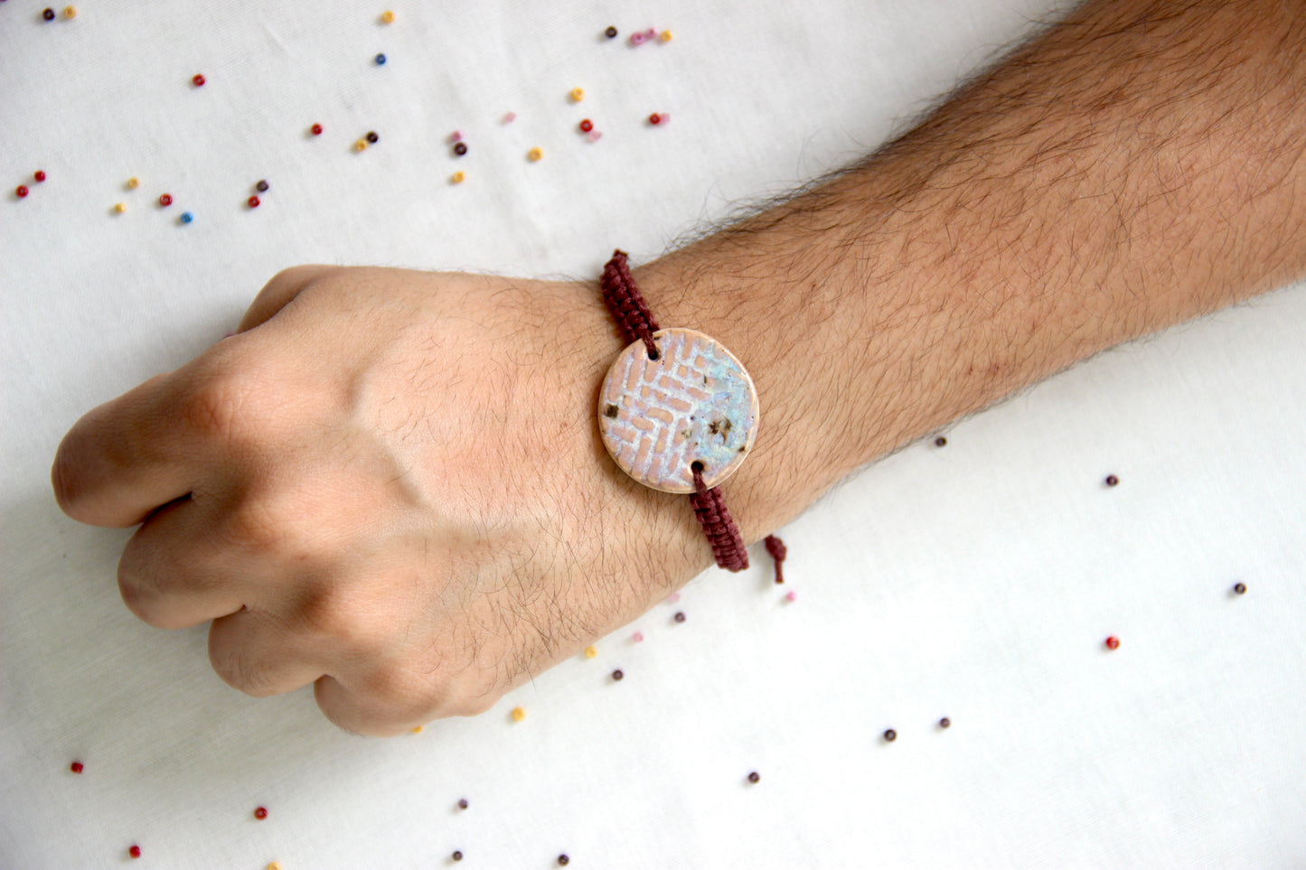 Textured Bracelet Single Rakhi | Moon Stone