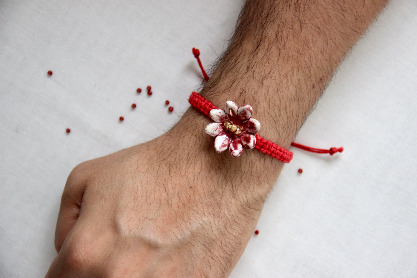 Bloom Charm Single Rakhi | Crimson Red