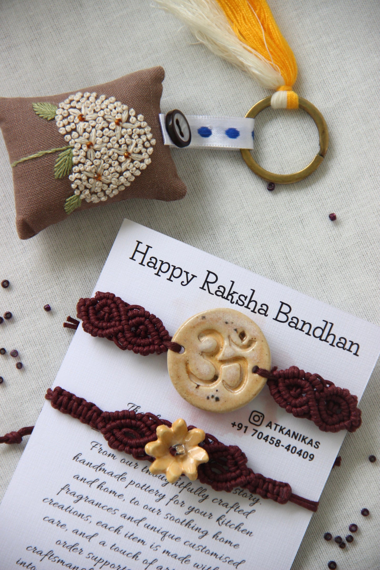 Blessing & Bloom Rakhi Set | Honey Oat