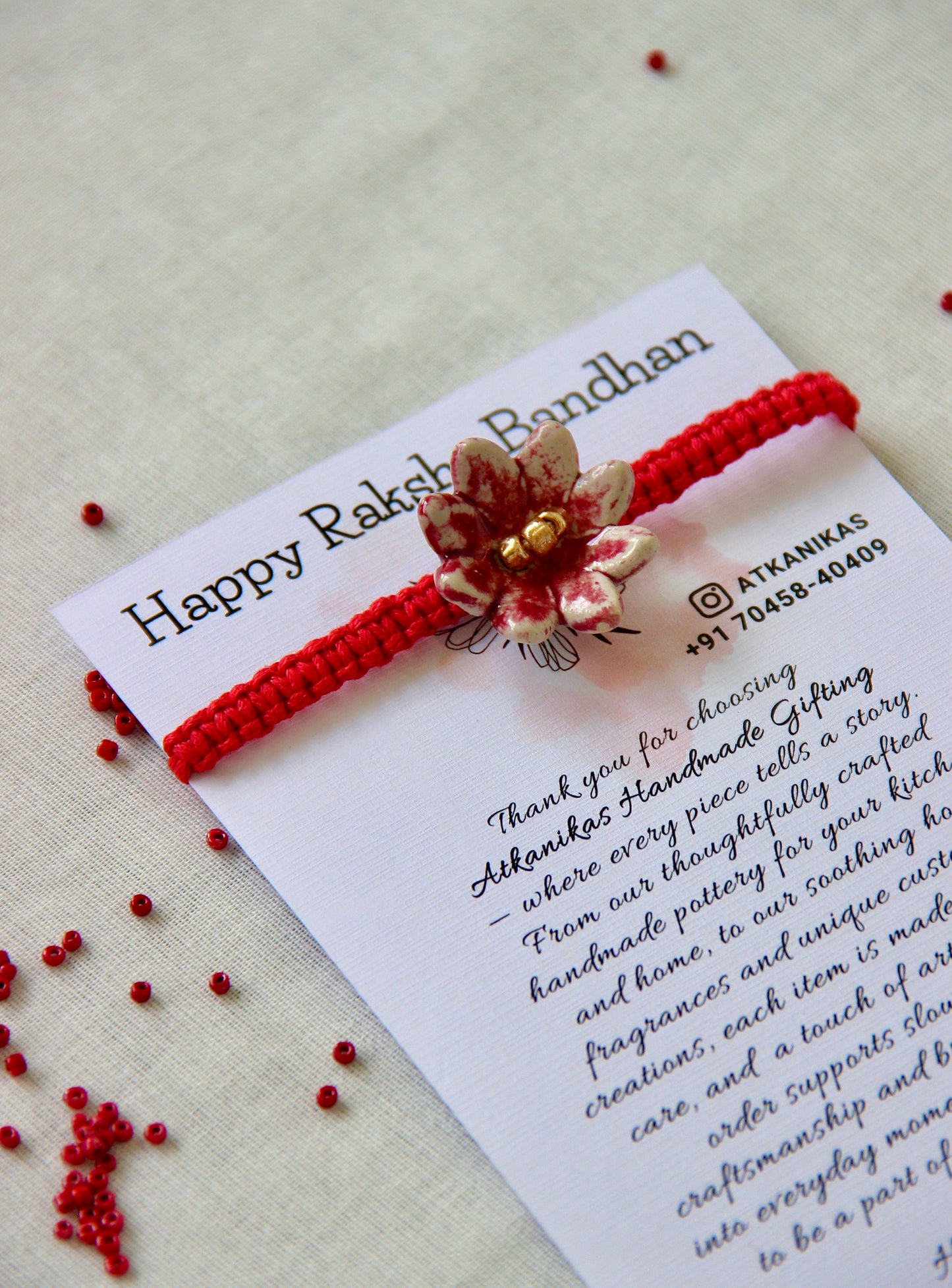 Bloom Charm Single Rakhi | Crimson Red