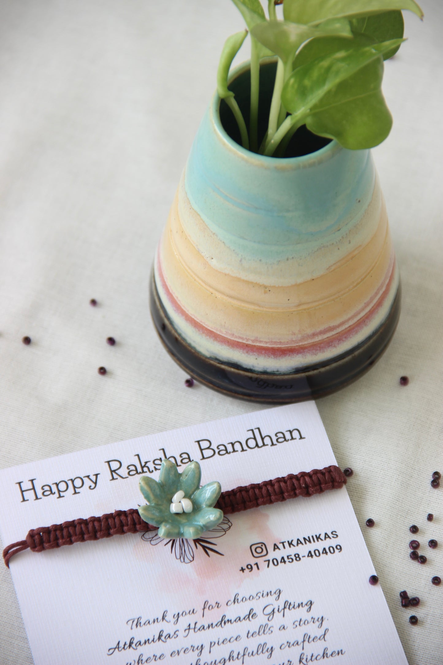 Bloom Charm Single Rakhi | Aqua Mist