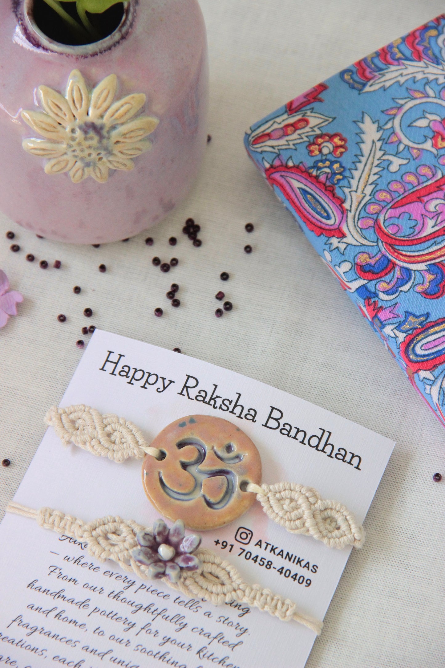 Blessing & Bloom Rakhi Set | Orchid Pearl