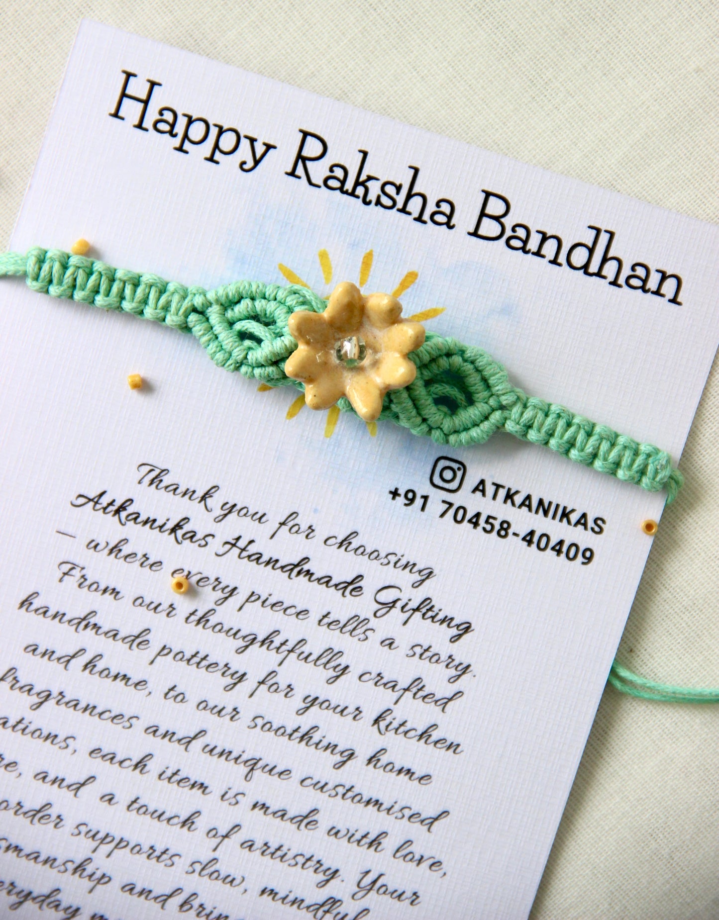 Bloom Charm Woven Bracelet Single Rakhi | Honey Petal