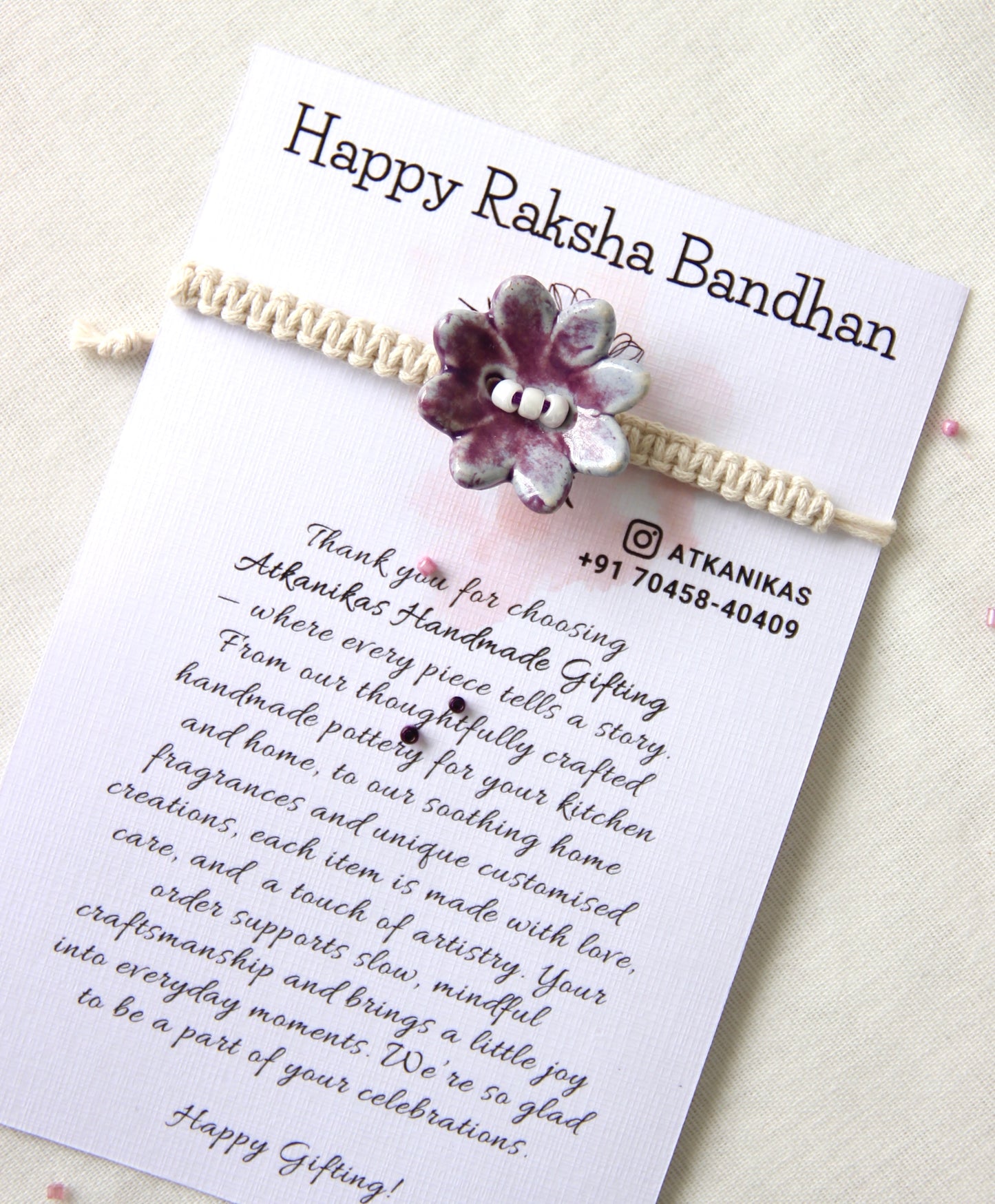 Bloom Charm Single Rakhi | Orchid Pearl