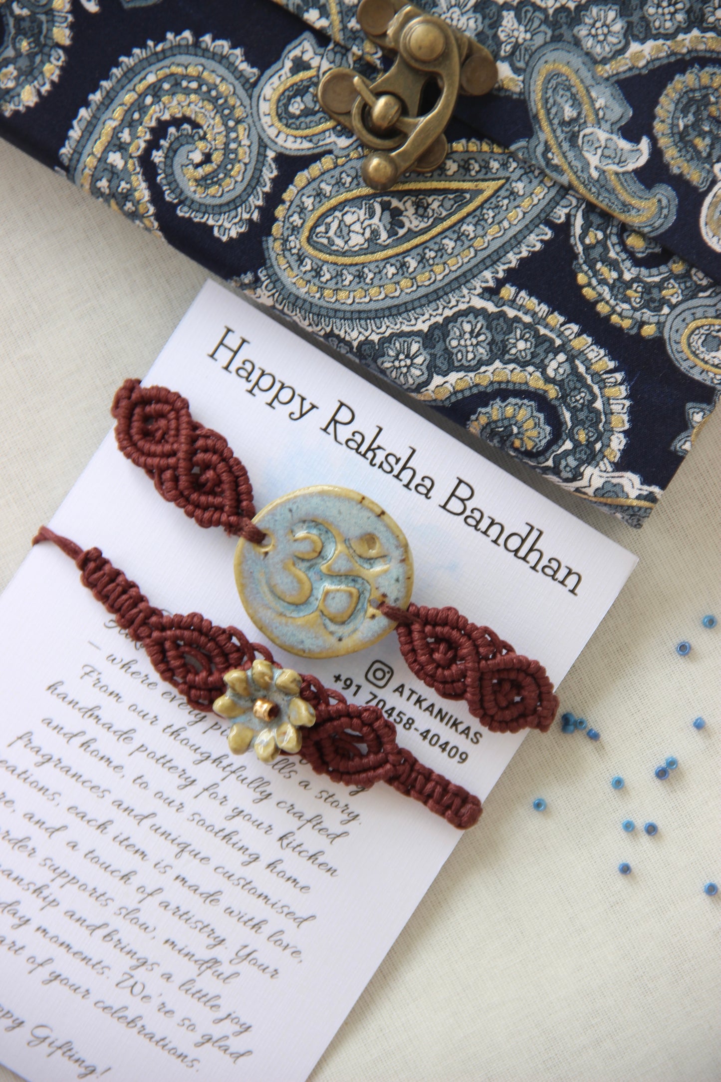Blessing & Bloom Rakhi Set | Misty Blue