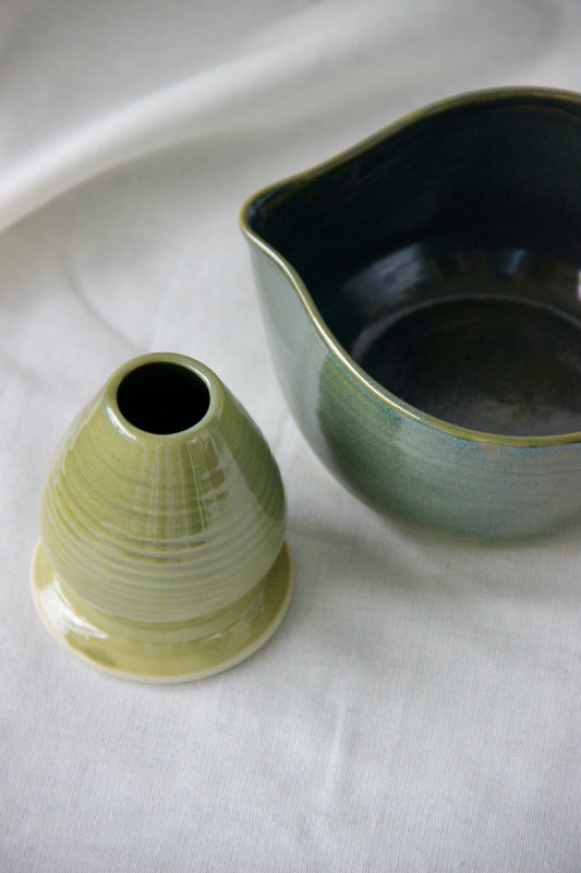 Artisan Matcha Bowl Set | Sage Green