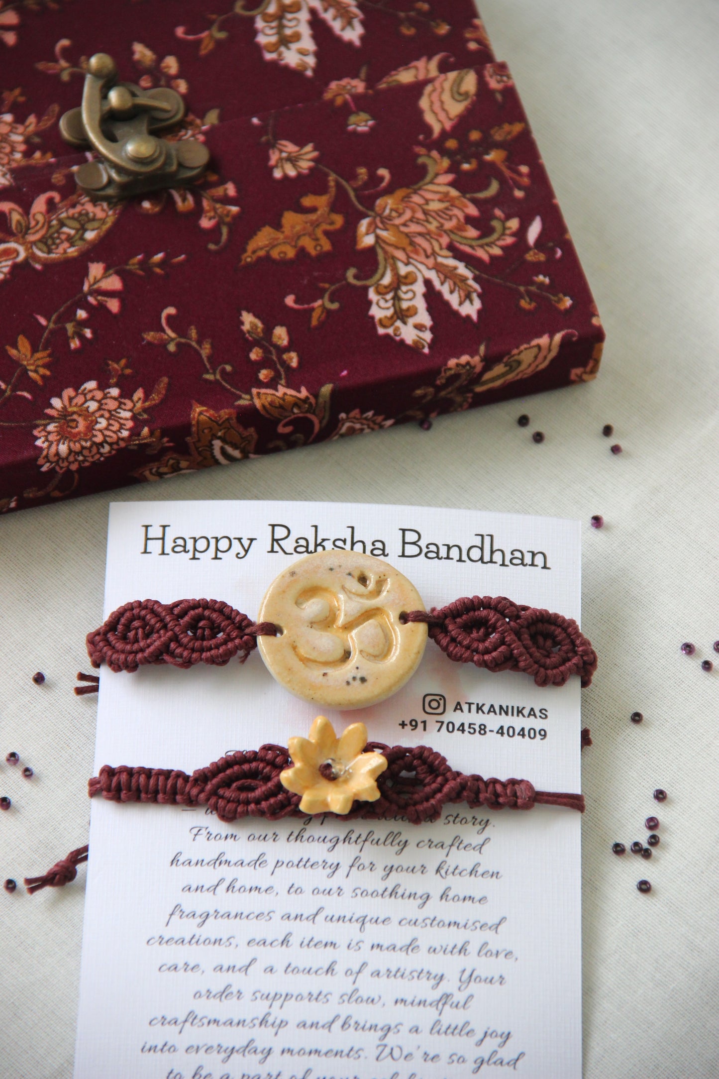 Hand Block Printed Pocket Diary - Merlot