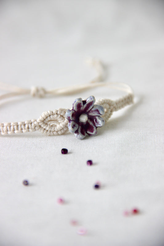 Bloom Charm Woven Bracelet Single Rakhi | Orchid Pearl