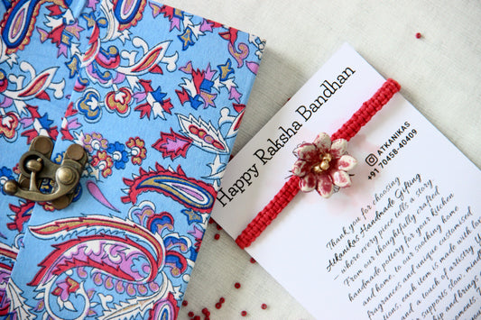 Hand Block Printed Pocket Diary - Sky Blue