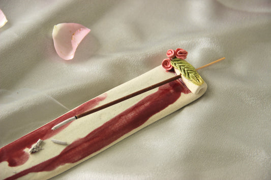 Ceramic Incense Stick Holder | Red
