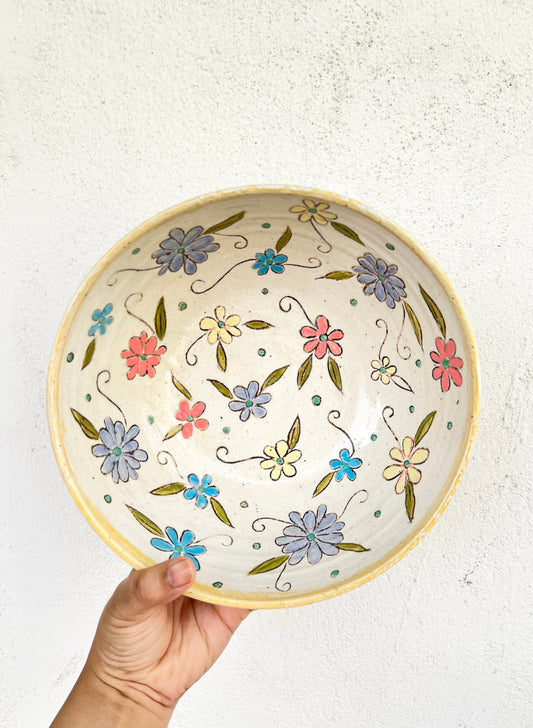 Floral Painted Ceramic Bowl | Large