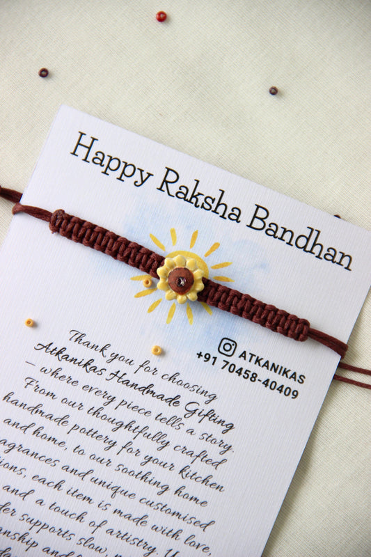 Minimalist Sunflower Charm Single Rakhi | Brown