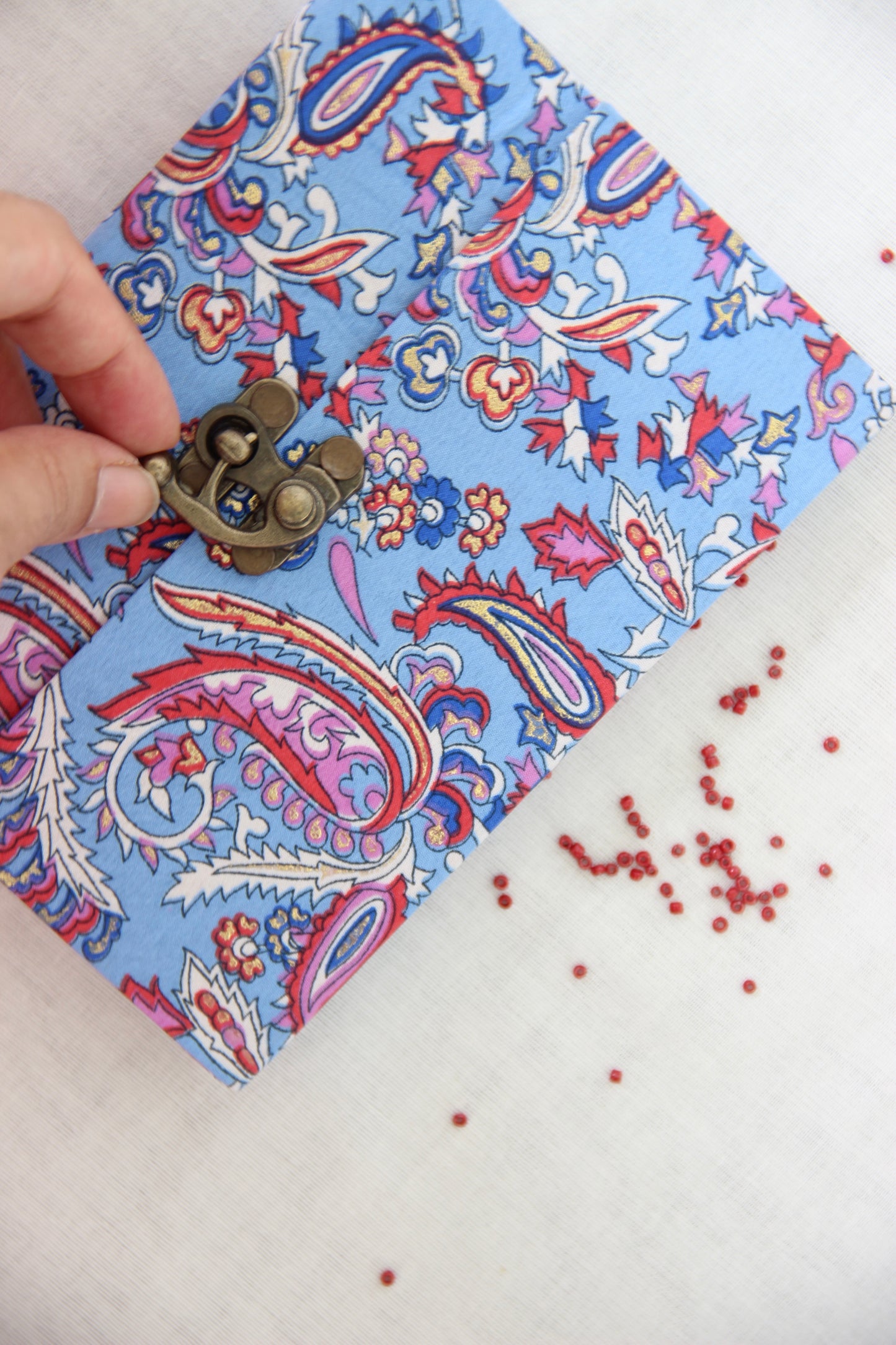 Hand Block Printed Pocket Diary - Sky Blue