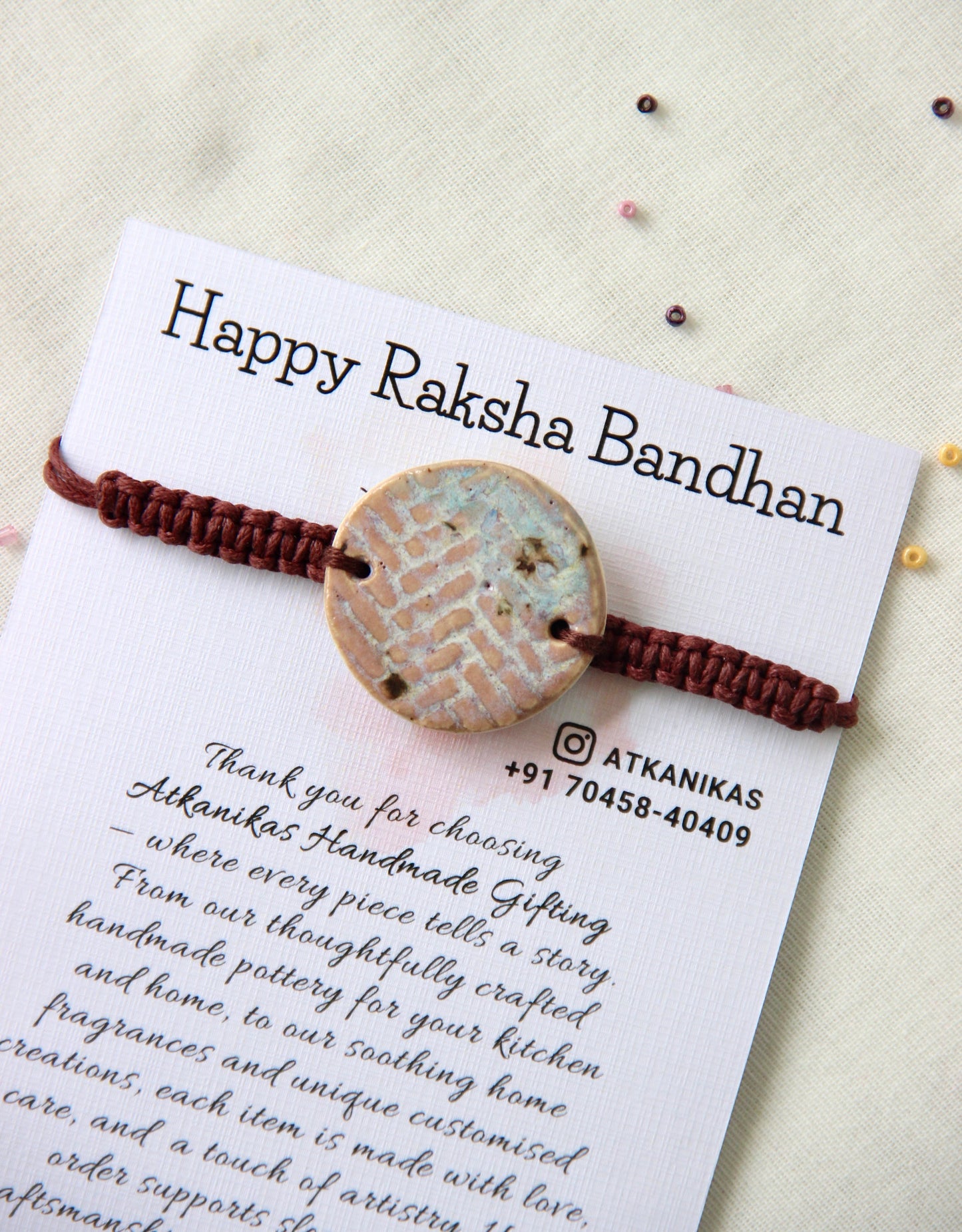 Textured Bracelet Single Rakhi | Moon Stone