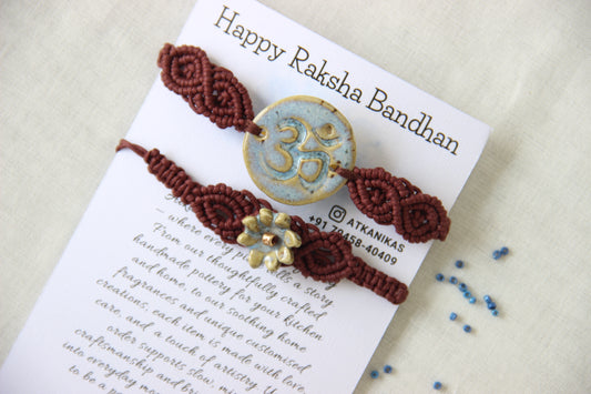 Blessing & Bloom Set - Couple Rakhi for Bhaiya & Bhabhi | Misty Blue