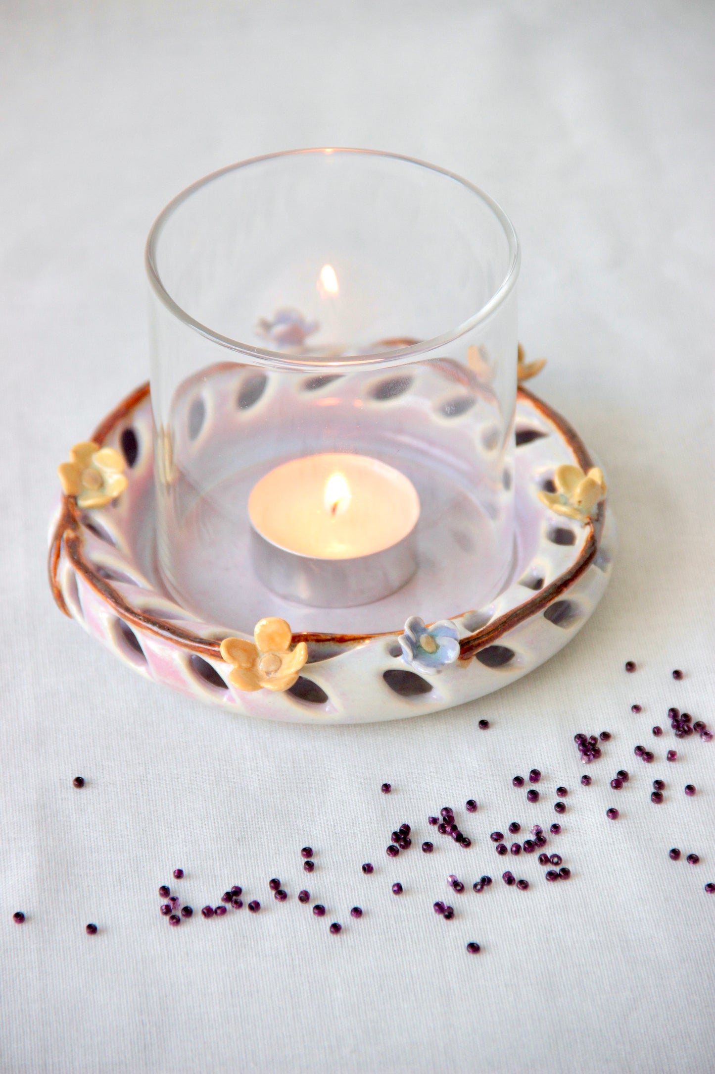 Halo Tabletop Tealight Holder with Glass | Blossom