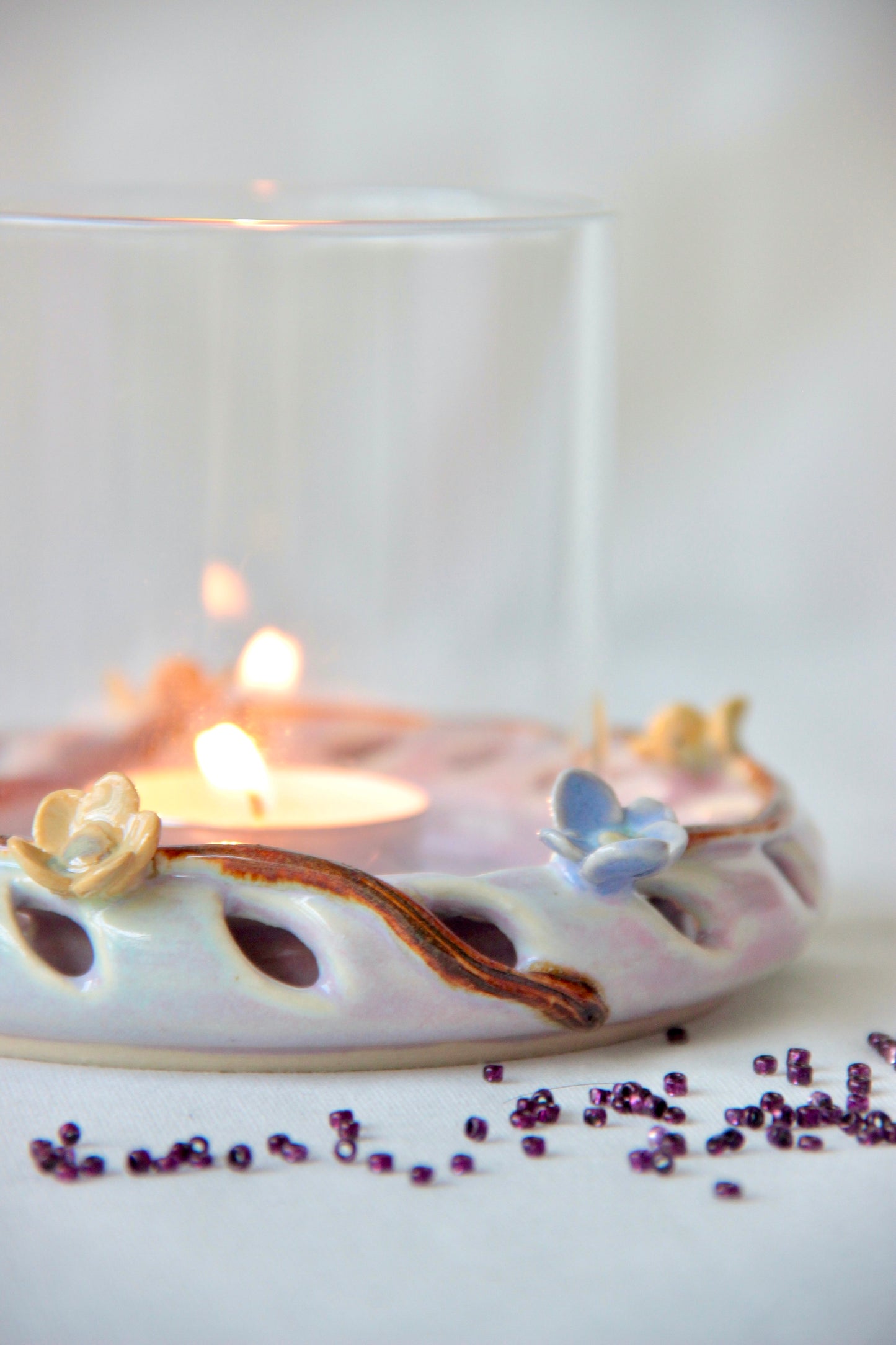 Halo Tabletop Tealight Holder with Glass | Blossom