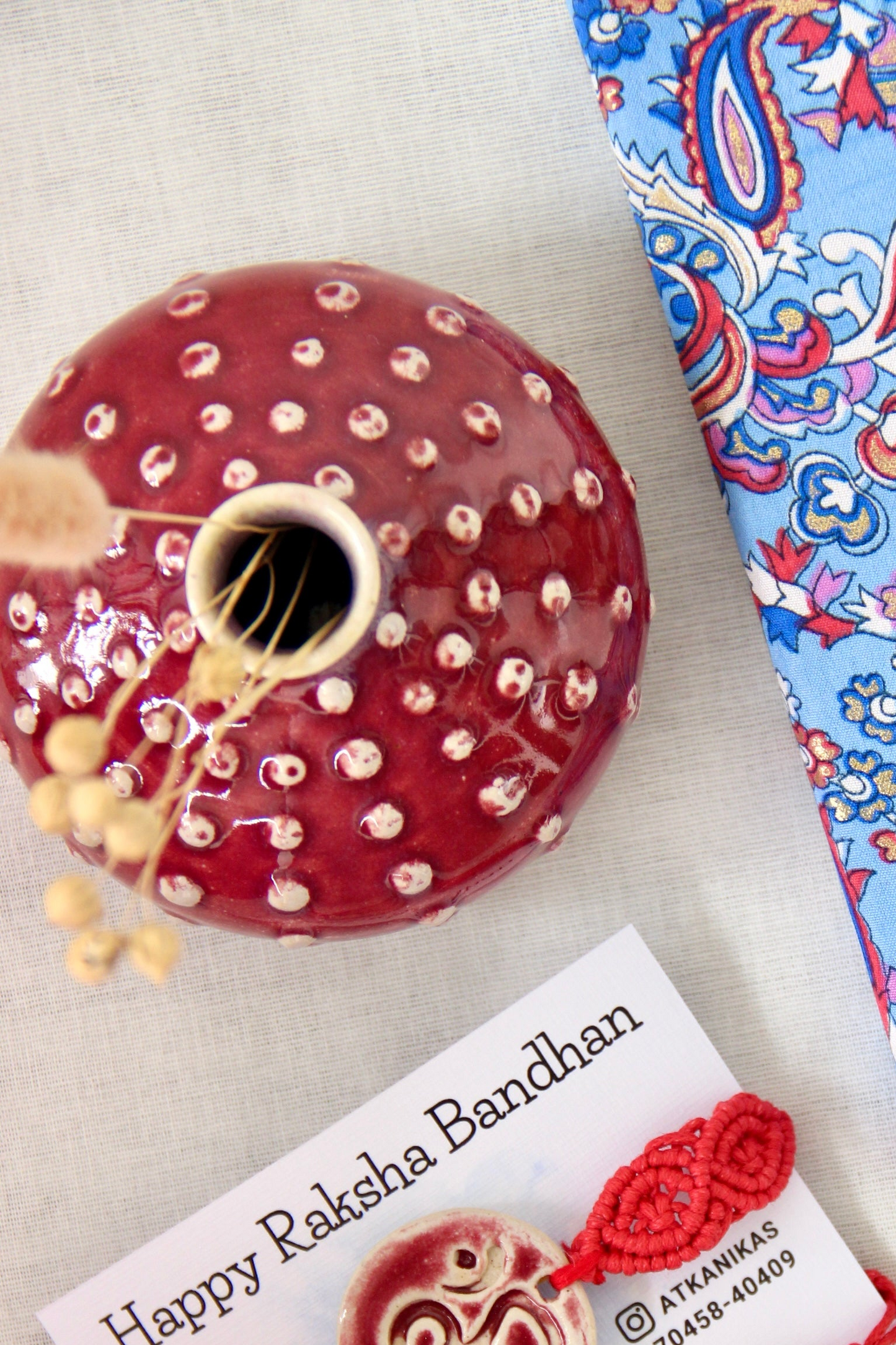 Handmade Ceramic Desk Pot | Textured Red