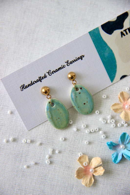 18k Gold Plated Handmade Ceramic Earrings | Celadon Breeze