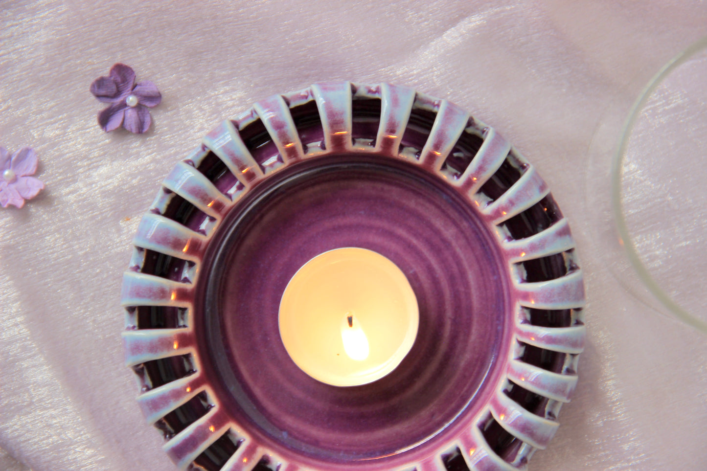 Halo Tabletop Tealight Holder with Glass | Mulberry