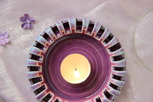 Halo Tabletop Tealight Holder with Glass | Mulberry