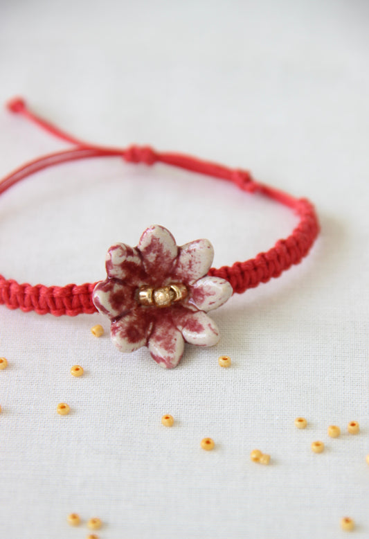 Bloom Charm Single Rakhi | Crimson Red