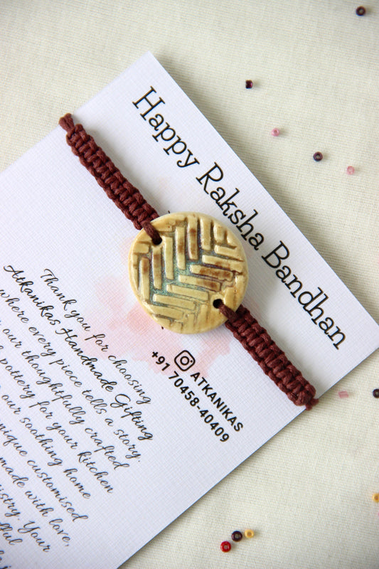 Textured Bracelet Single Rakhi | Earthy brown