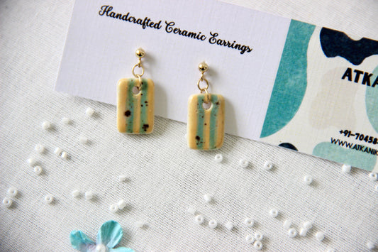 24k Gold Plated Handmade Ceramic Earrings | Dune Mint