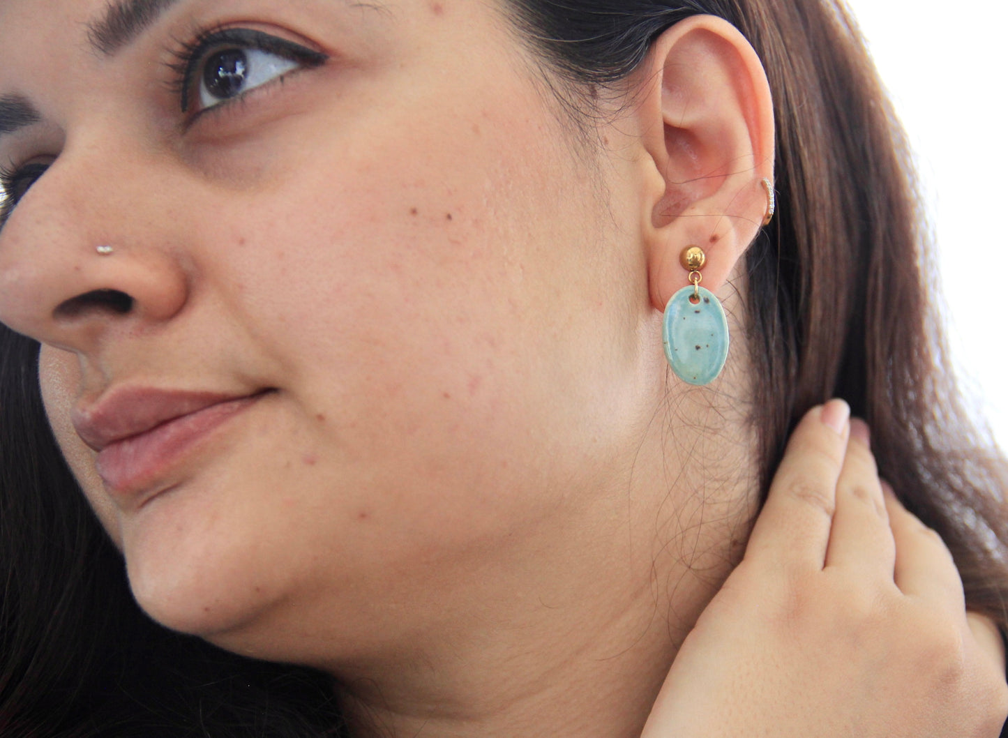 18k Gold Plated Handmade Ceramic Earrings | Celadon Breeze