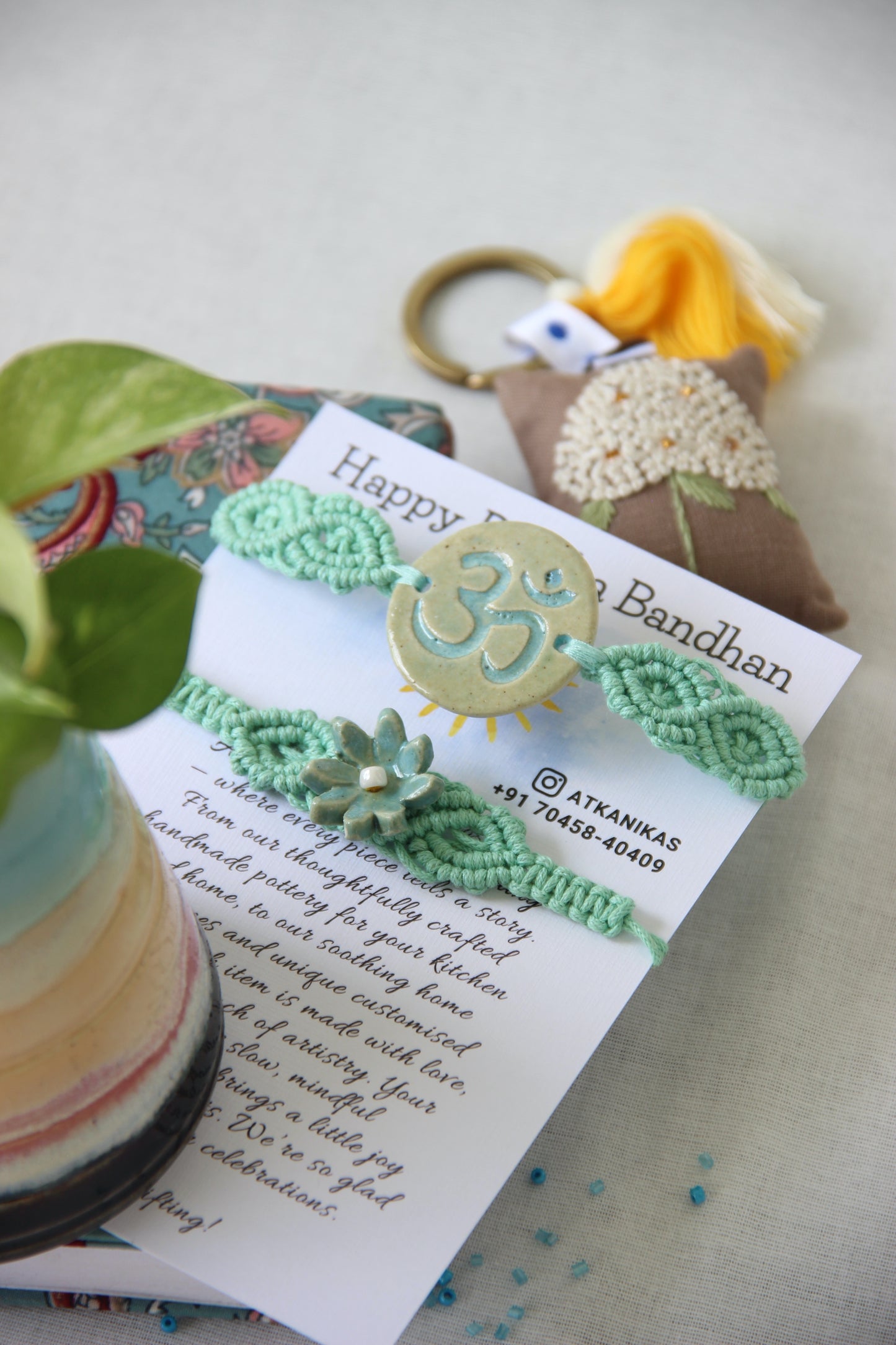 Blessing & Bloom Set - Couple Rakhi for Bhaiya & Bhabhi | Mint Meadow