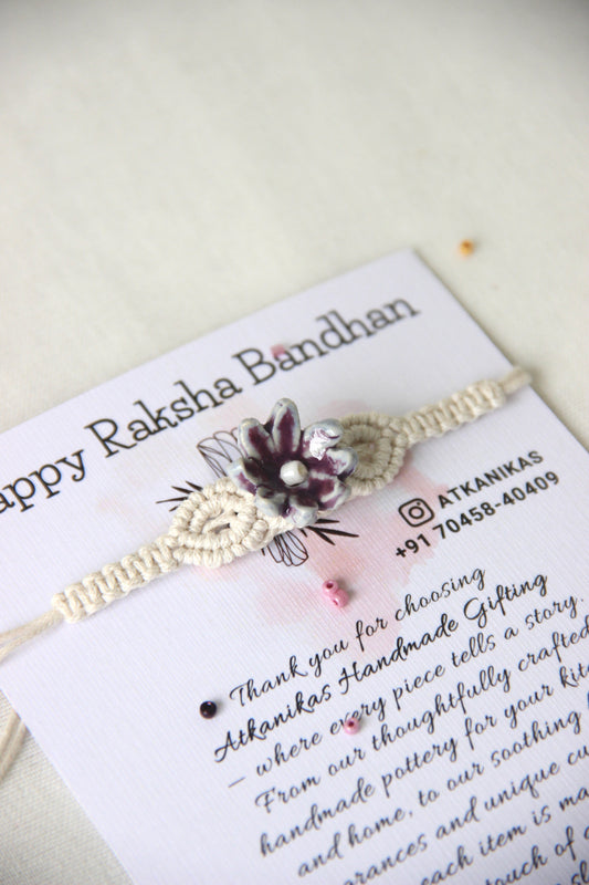Bloom Charm Woven Bracelet Single Rakhi | Orchid Pearl