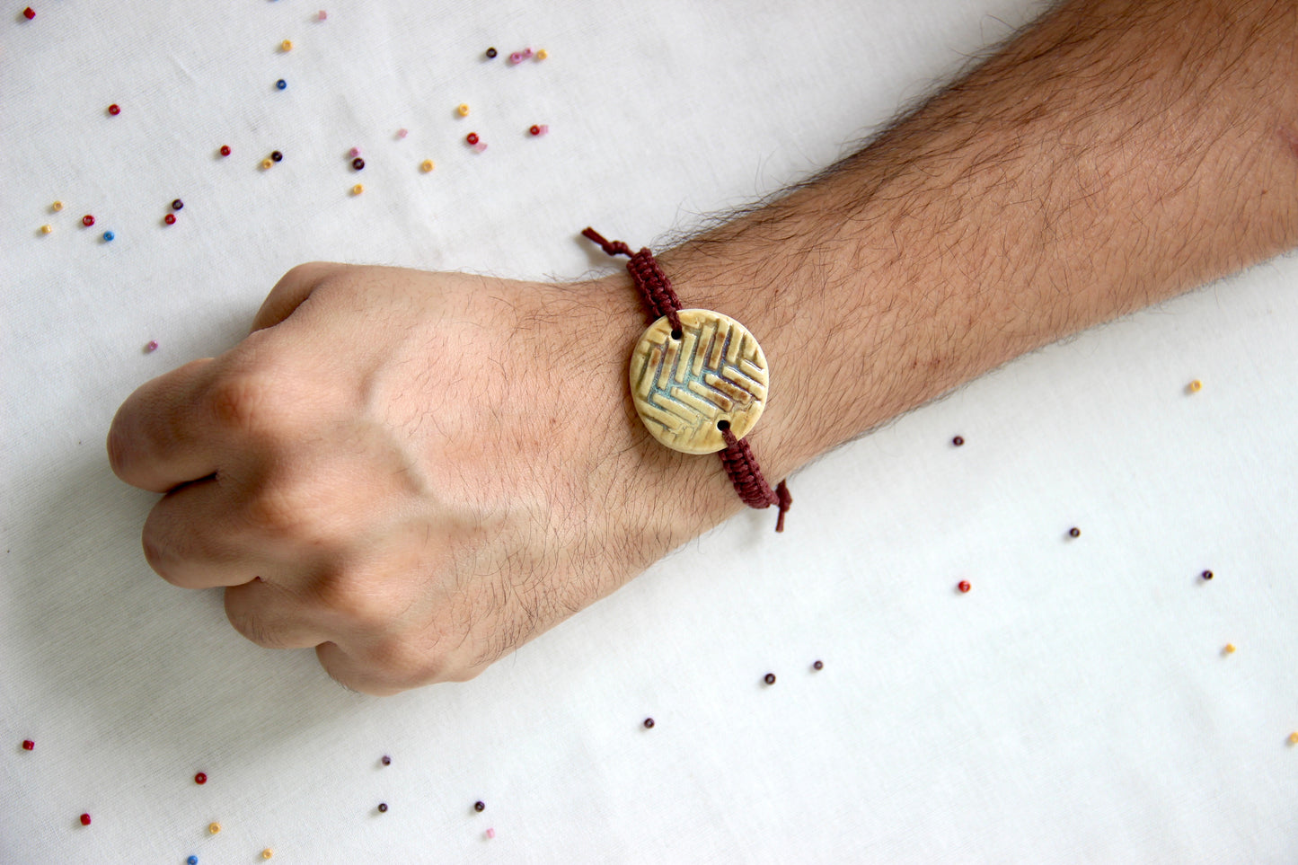 Textured Bracelet Single Rakhi | Earthy brown