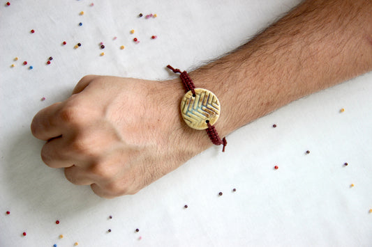 Textured Bracelet Single Rakhi | Earthy brown