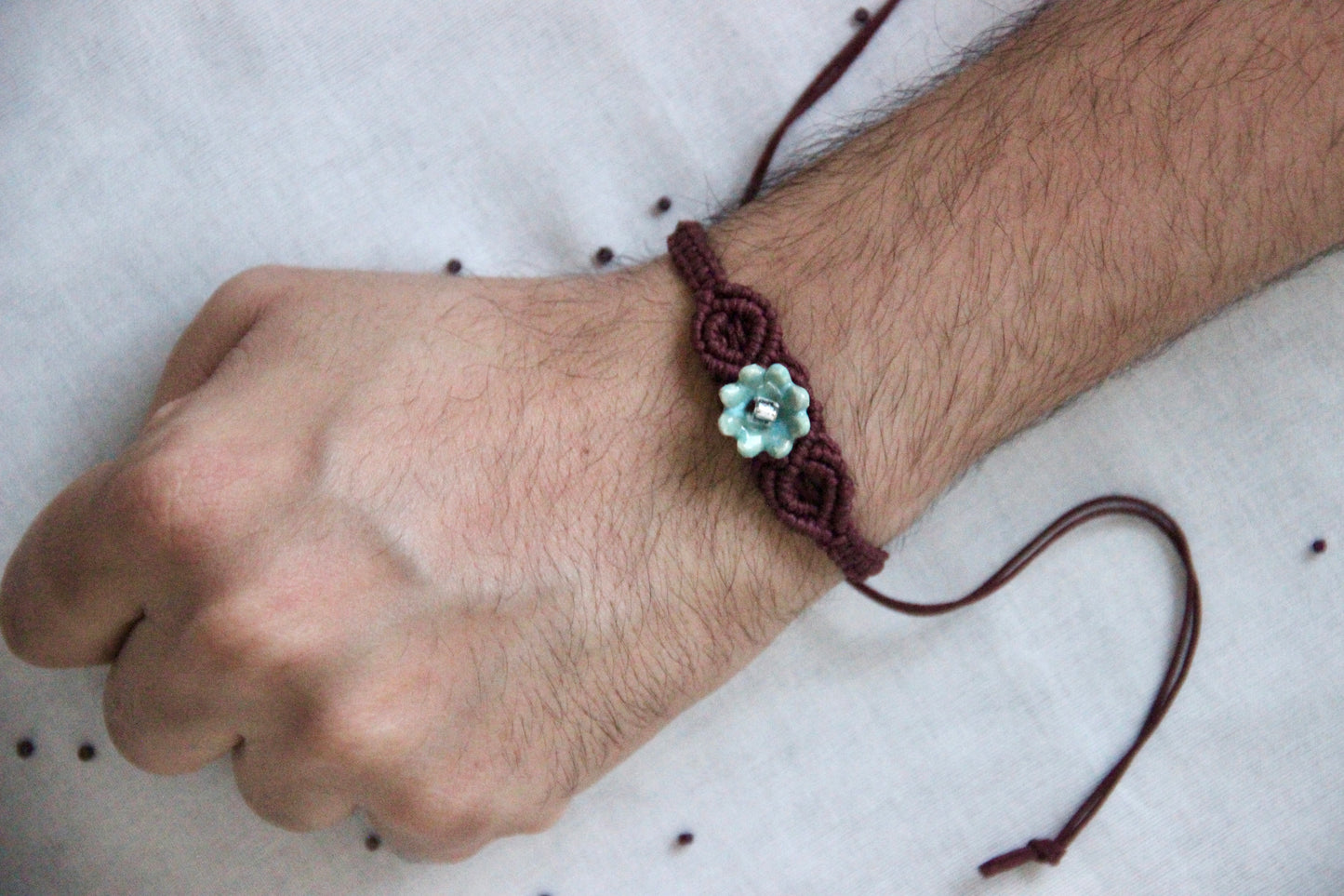 Bloom Charm Woven Bracelet Single Rakhi | Brown
