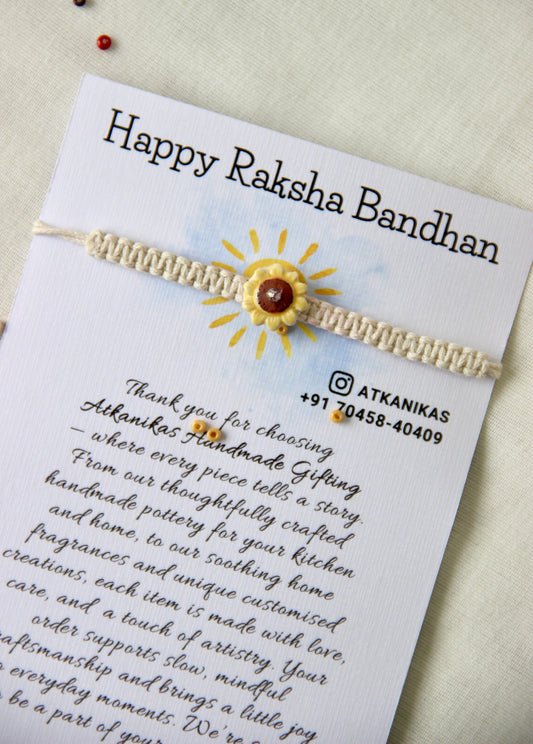 Minimalist Sunflower Charm Single Rakhi | White