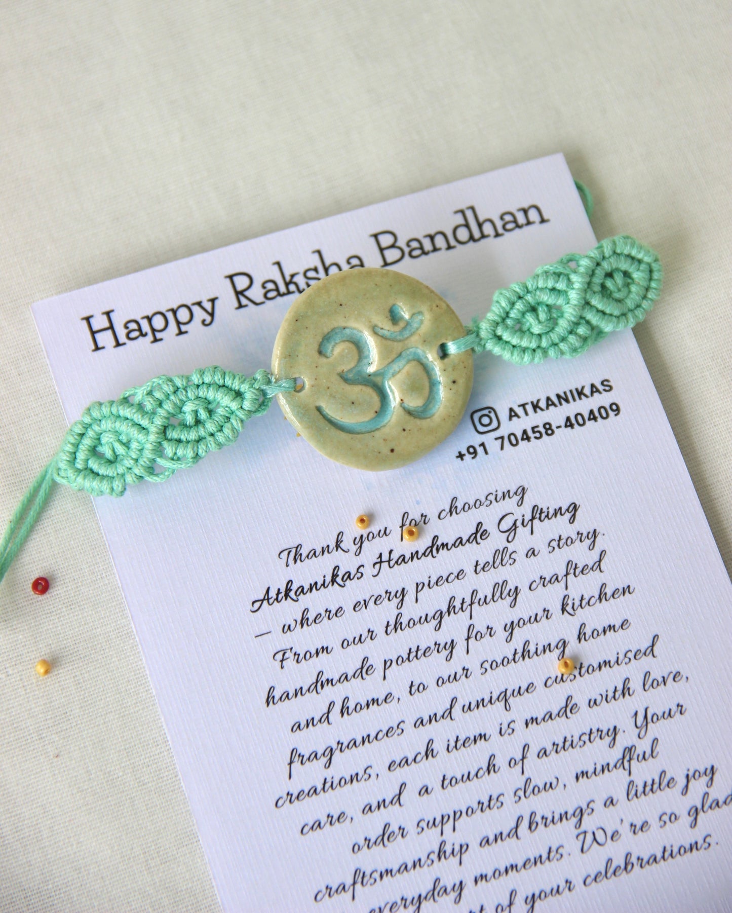 Om Charm Woven Bracelet Single Rakhi | Mint Medow