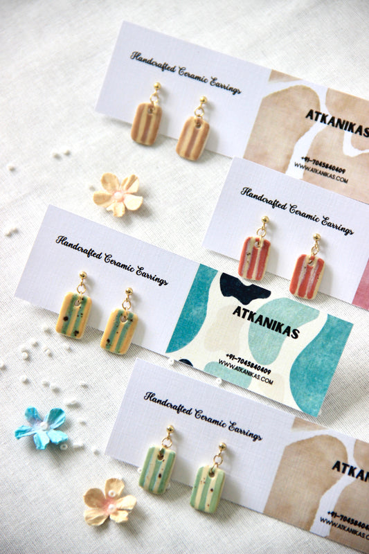 24k Gold Plated Handmade Ceramic Earrings | Honey Toffee