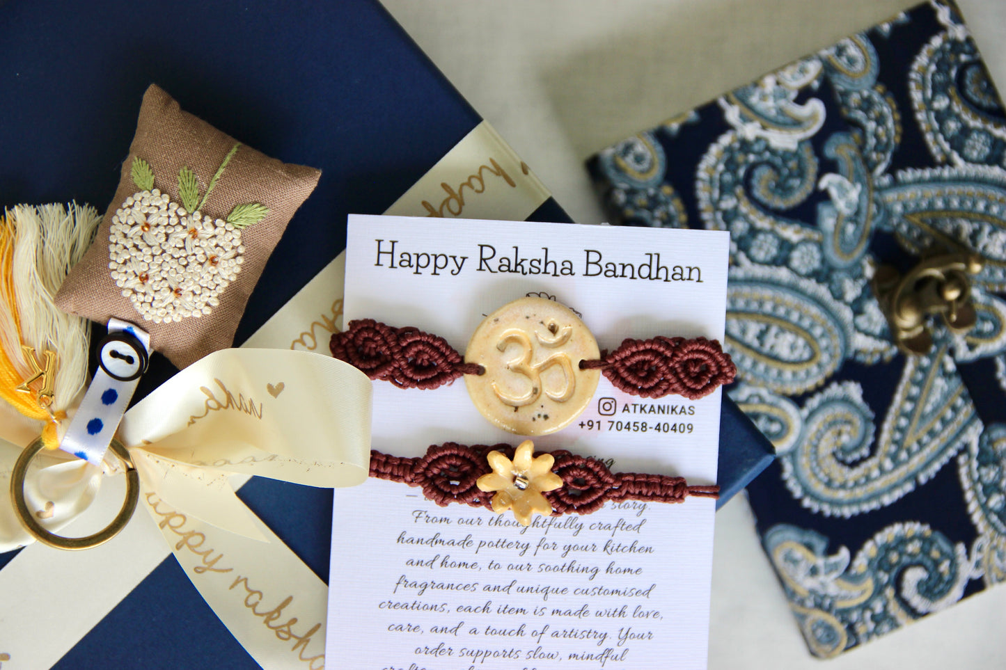 Blessing & Bloom Rakhi Set | Honey Oat