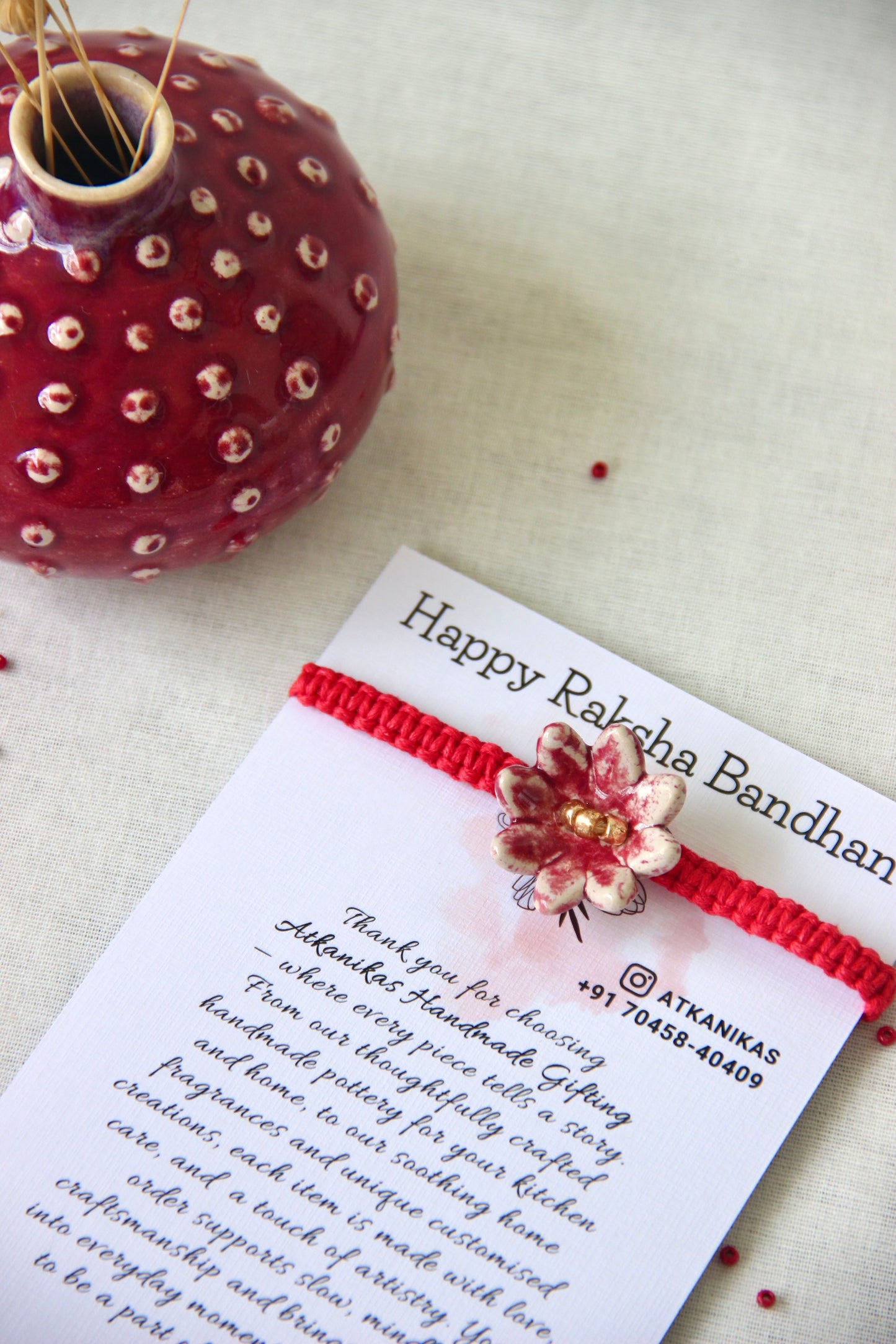 Bloom Charm Single Rakhi | Crimson Red