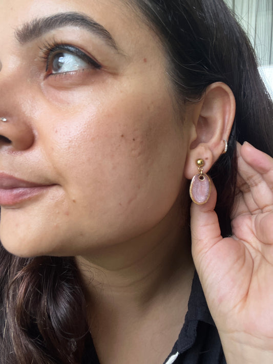 18k Gold Plated Handmade Ceramic Earrings | Dusty Rose