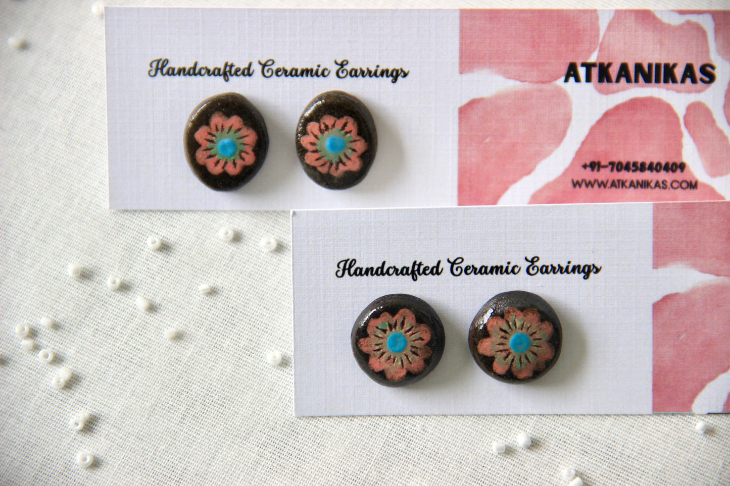 18k Gold Plated Stainless Steel Handmade Ceramic Studs Oval | Petal Radiance