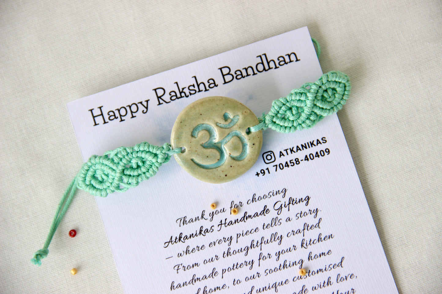 Om Charm Woven Bracelet Single Rakhi | Mint Medow