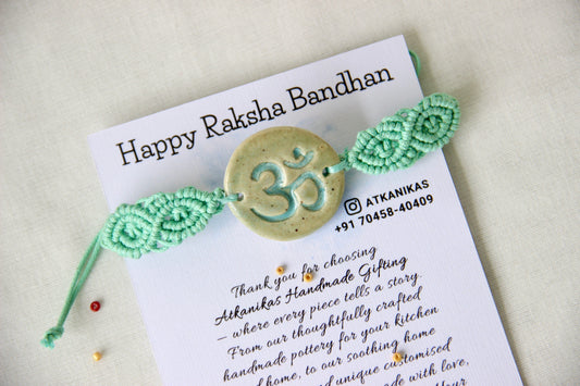 Om Charm Woven Bracelet Single Rakhi | Mint Medow