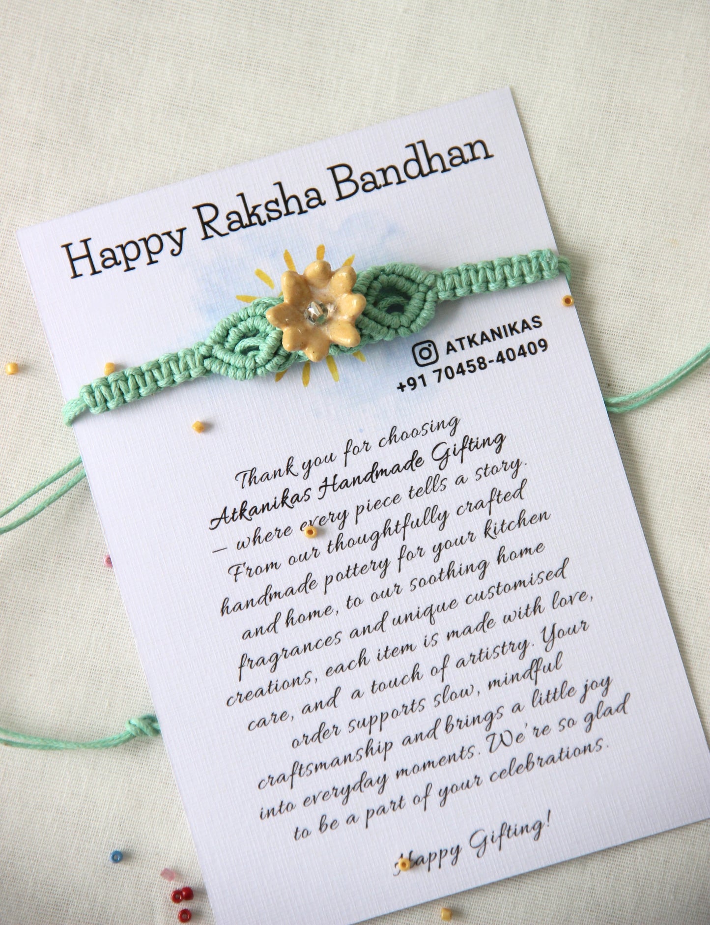 Bloom Charm Woven Bracelet Single Rakhi | Honey Petal
