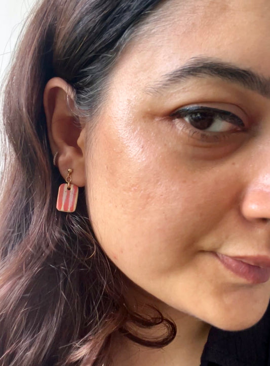 24k Gold Plated Handmade Ceramic Earrings | Strawberry Cream