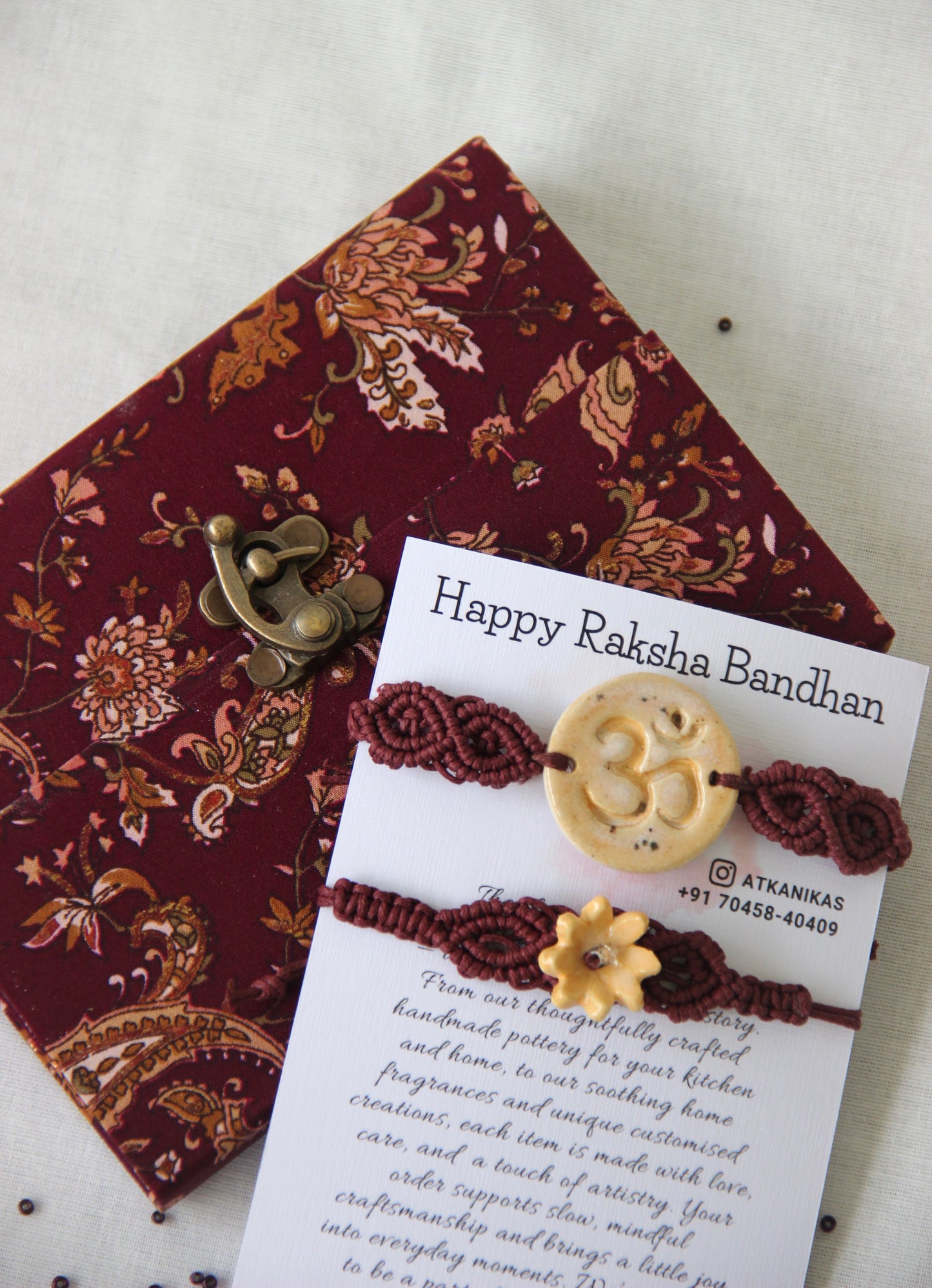 Blessing & Bloom Set - Couple Rakhi for Bhaiya & Bhabhi | Honey Oat
