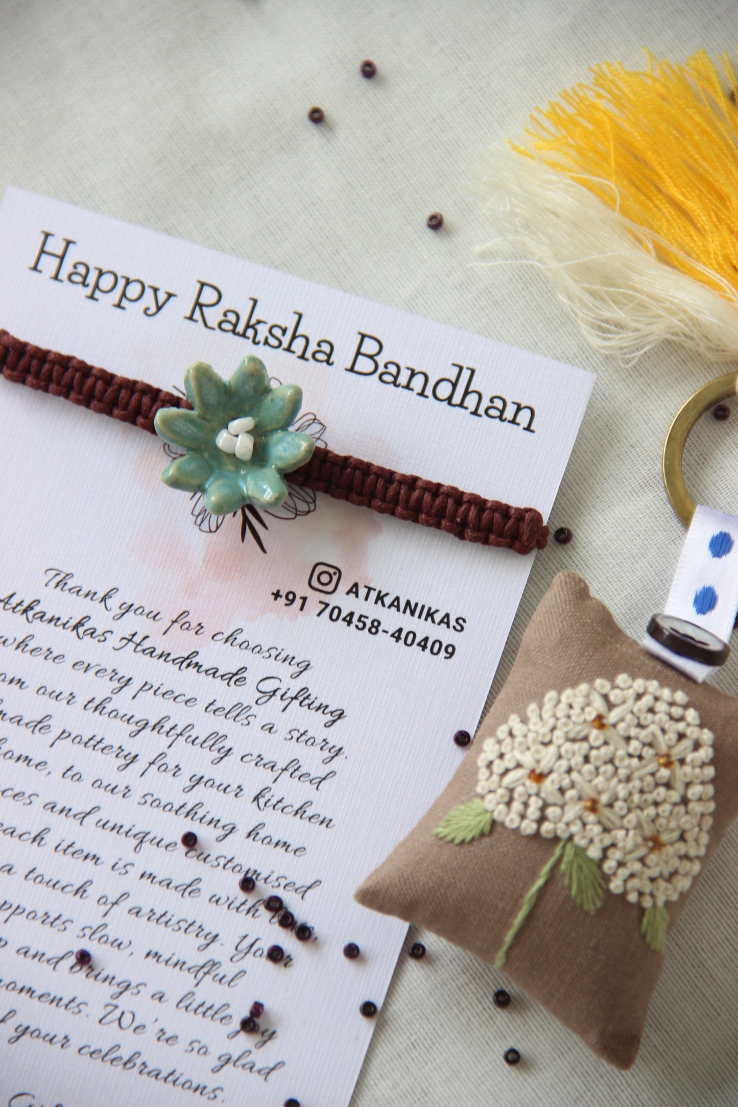 Bloom Charm Single Rakhi | Aqua Mist