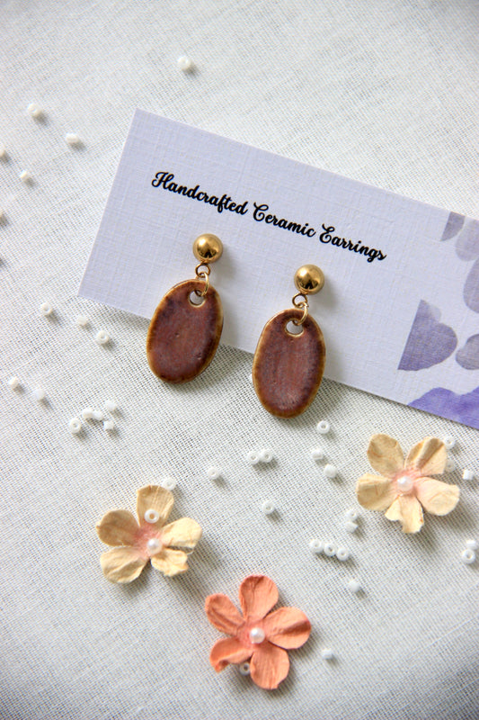 18k Gold Plated Handmade Ceramic Earrings | Dusty Rose