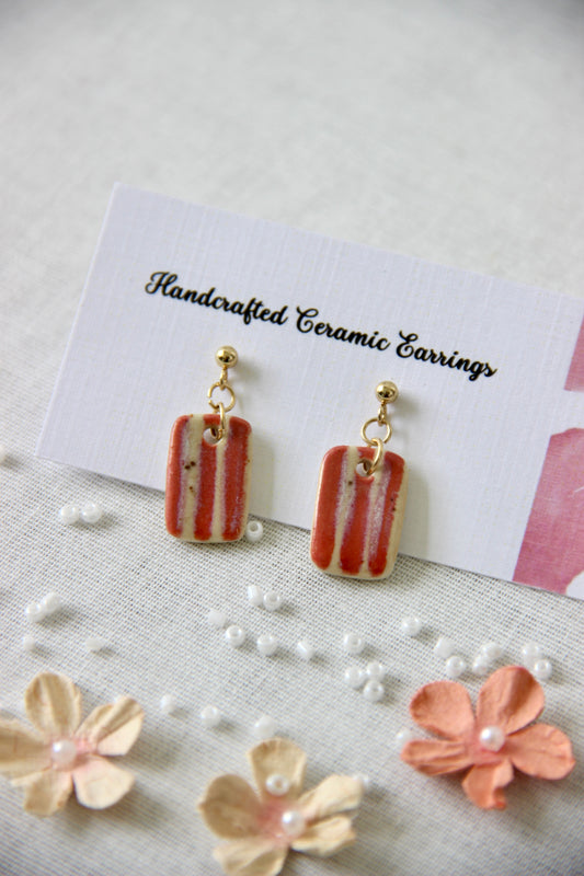24k Gold Plated Handmade Ceramic Earrings | Strawberry Cream
