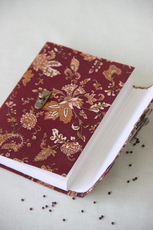 Hand Block Printed Pocket Diary - Merlot